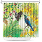 New Zealand Maori Mahuru Shower Curtain Tui With Pikawakawa Spring Colors