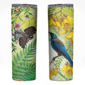 New Zealand Maori Mahuru Skinny Tumbler Tui With Pikawakawa Spring Colors