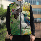 New Zealand Maori Mahuru Sleeveless Puffer Jacket Tui With Pikawakawa Spring Colors