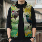 New Zealand Maori Mahuru Sleeveless Puffer Jacket Tui With Pikawakawa Spring Colors