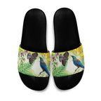 New Zealand Maori Mahuru Slide Sandals Tui With Pikawakawa Spring Colors