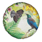 New Zealand Maori Mahuru Spare Tire Cover Tui With Pikawakawa Spring Colors
