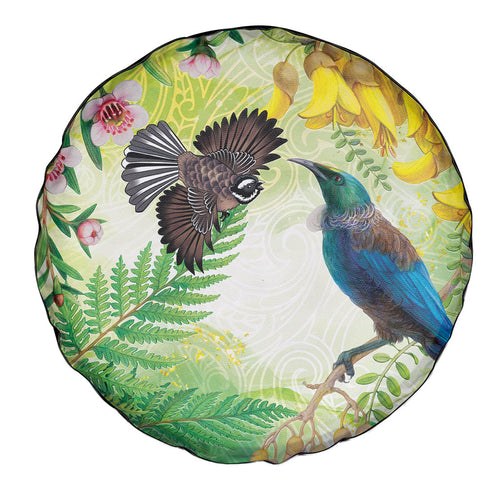 New Zealand Maori Mahuru Spare Tire Cover Tui With Pikawakawa Spring Colors