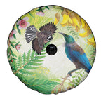 New Zealand Maori Mahuru Spare Tire Cover Tui With Pikawakawa Spring Colors
