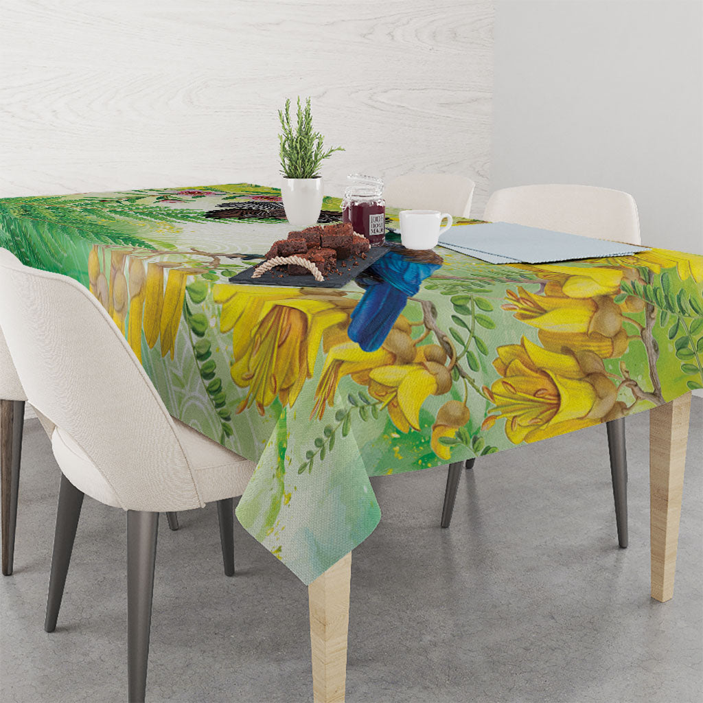 New Zealand Maori Mahuru Tablecloth Tui With Pikawakawa Spring Colors