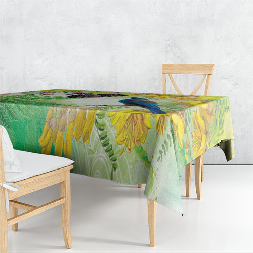 New Zealand Maori Mahuru Tablecloth Tui With Pikawakawa Spring Colors
