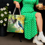 New Zealand Maori Mahuru Tote Bag Tui With Pikawakawa Spring Colors