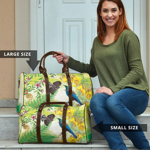 New Zealand Maori Mahuru Travel Bag Tui With Pikawakawa Spring Colors