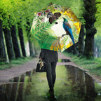 New Zealand Maori Mahuru Umbrella Tui With Pikawakawa Spring Colors