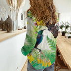 New Zealand Maori Mahuru Women Casual Shirt Tui With Pikawakawa Spring Colors