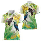 New Zealand Maori Mahuru Women Polo Shirt Tui With Pikawakawa Spring Colors