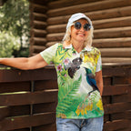 New Zealand Maori Mahuru Women Polo Shirt Tui With Pikawakawa Spring Colors