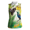 New Zealand Maori Mahuru Women Sleeveless Polo Shirt Tui With Pikawakawa Spring Colors