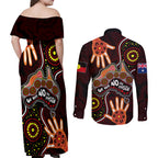 australia-indigenous-couples-matching-off-shoulder-maxi-dress-and-long-sleeve-button-shirts-we-vote-no-to-division-aboriginal-map