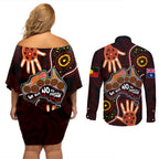 australia-indigenous-couples-matching-off-shoulder-short-dress-and-long-sleeve-button-shirts-we-vote-no-to-division-aboriginal-map