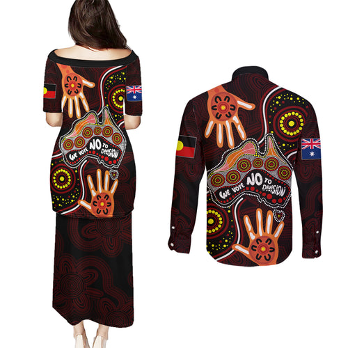 australia-indigenous-couples-matching-puletasi-dress-and-long-sleeve-button-shirts-we-vote-no-to-division-aboriginal-map