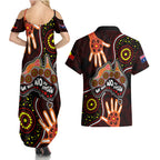 australia-indigenous-couples-matching-summer-maxi-dress-and-hawaiian-shirt-we-vote-no-to-division-aboriginal-map