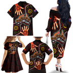 australia-indigenous-family-matching-off-shoulder-long-sleeve-dress-and-hawaiian-shirt-we-vote-no-to-division-aboriginal-map
