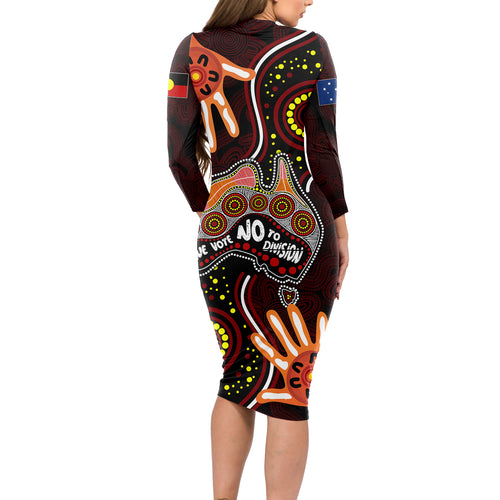 australia-indigenous-long-sleeve-bodycon-dress-we-vote-no-to-division-aboriginal-map