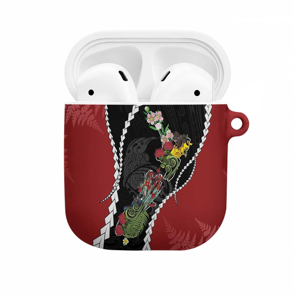 New Zealand Christmas AirPods Case Flora Map with Birds - Aussie Hoodie