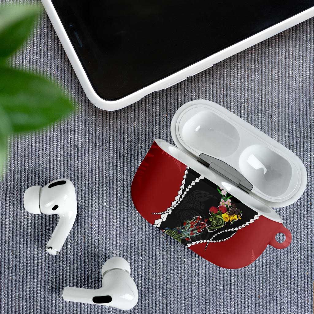 New Zealand Christmas AirPods Case Flora Map with Birds - Aussie Hoodie