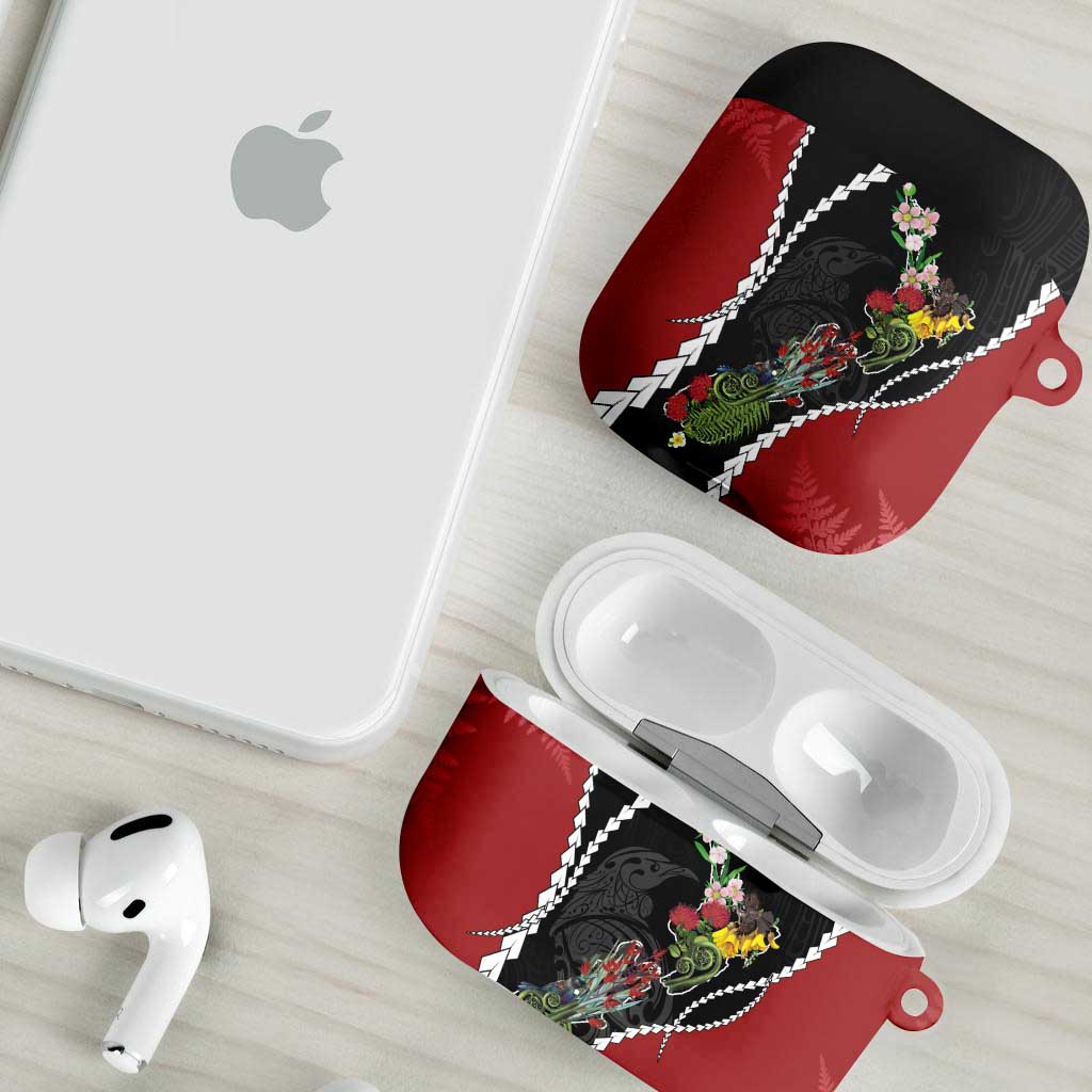 New Zealand Christmas AirPods Case Flora Map with Birds - Aussie Hoodie