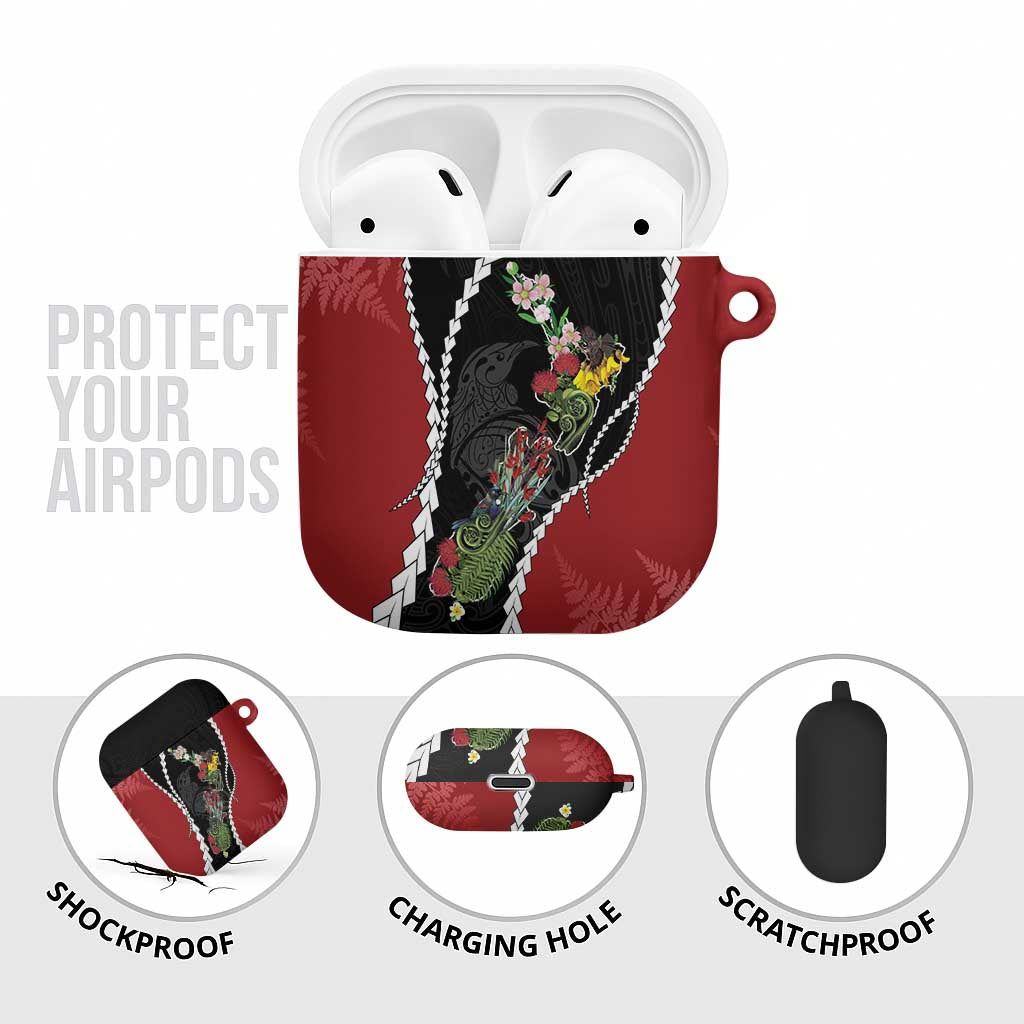 New Zealand Christmas AirPods Case Flora Map with Birds - Aussie Hoodie