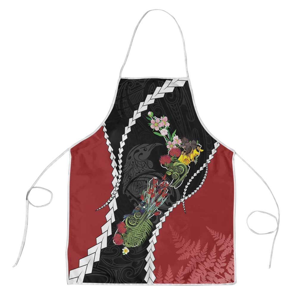 New Zealand Christmas Apron Flora Map with Birds - Aussie Hoodie