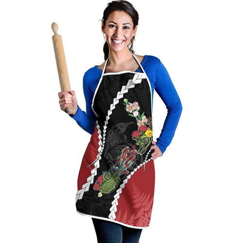 New Zealand Christmas Apron Flora Map with Birds - Aussie Hoodie