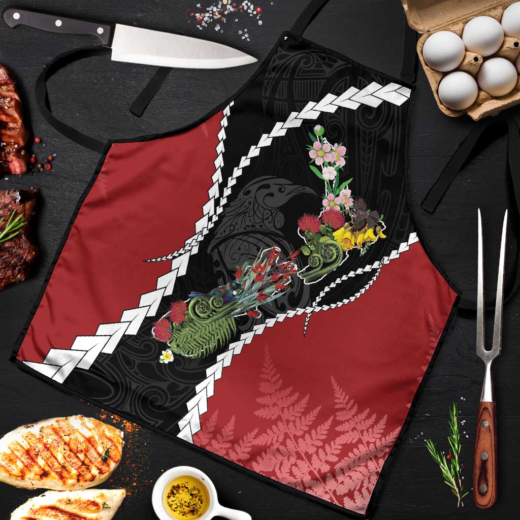 New Zealand Christmas Apron Flora Map with Birds - Aussie Hoodie