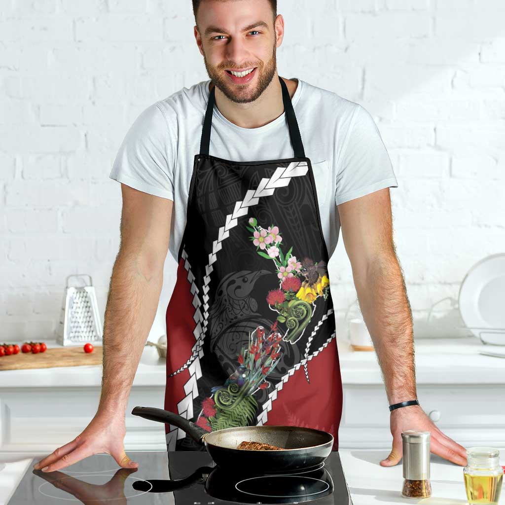 New Zealand Christmas Apron Flora Map with Birds - Aussie Hoodie