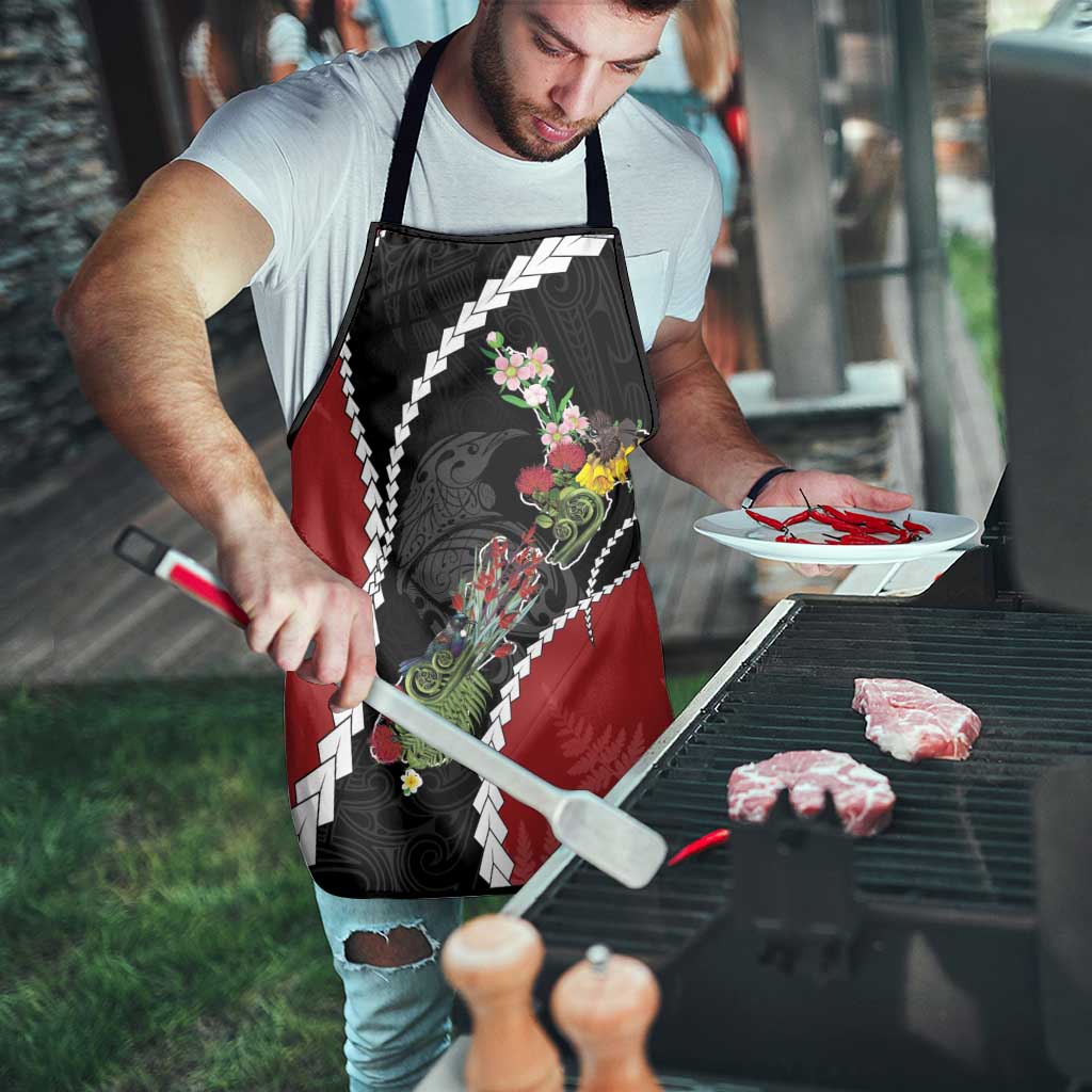 New Zealand Christmas Apron Flora Map with Birds - Aussie Hoodie