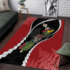 New Zealand Christmas Area Rug Flora Map with Birds - Aussie Hoodie