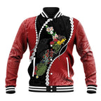 New Zealand Christmas Baseball Jacket Flora Map with Birds - Aussie Hoodie