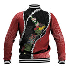New Zealand Christmas Baseball Jacket Flora Map with Birds - Aussie Hoodie