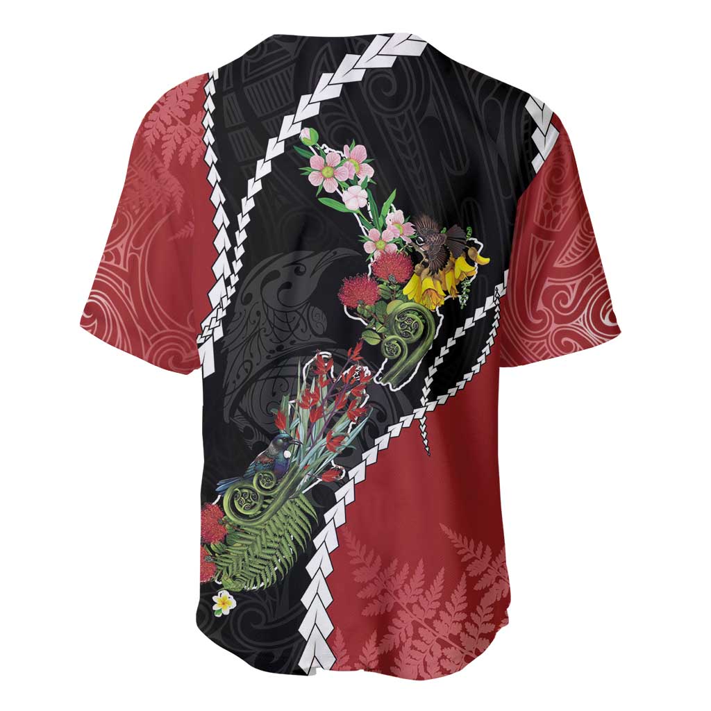 New Zealand Christmas Baseball Jersey Flora Map with Birds - Aussie Hoodie