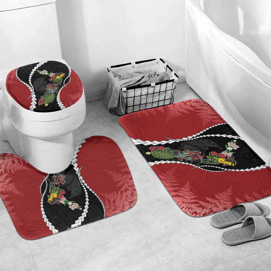 New Zealand Christmas Bathroom Set Flora Map with Birds - Aussie Hoodie