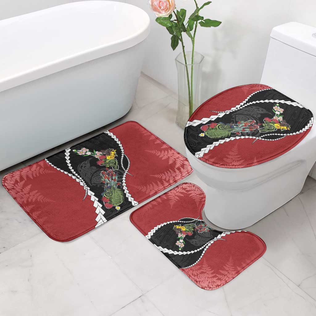 New Zealand Christmas Bathroom Set Flora Map with Birds - Aussie Hoodie