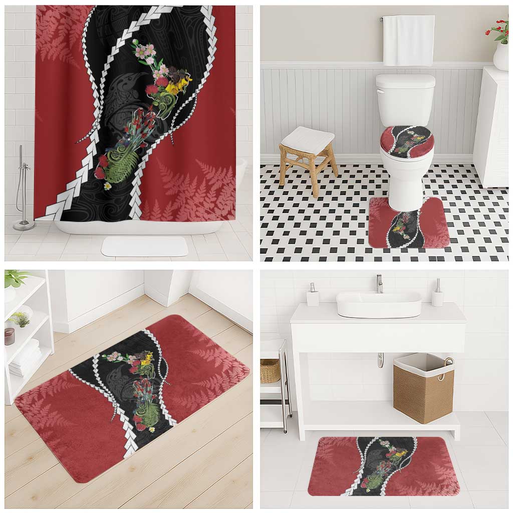 New Zealand Christmas Bathroom Set Flora Map with Birds - Aussie Hoodie