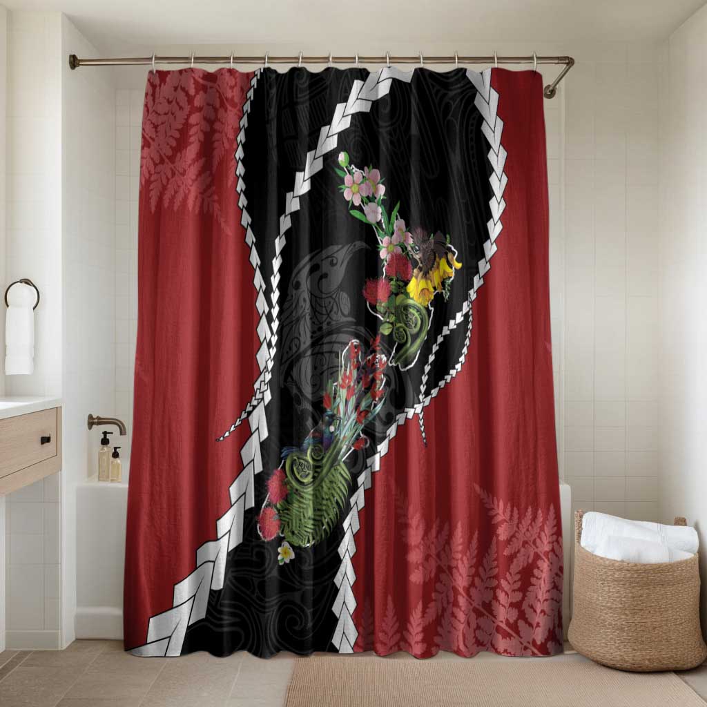 New Zealand Christmas Bathroom Set Flora Map with Birds - Aussie Hoodie