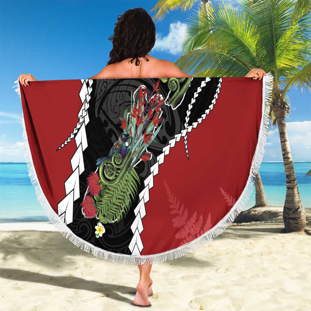 New Zealand Christmas Beach Blanket Flora Map with Birds - Aussie Hoodie