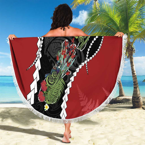 New Zealand Christmas Beach Blanket Flora Map with Birds - Aussie Hoodie