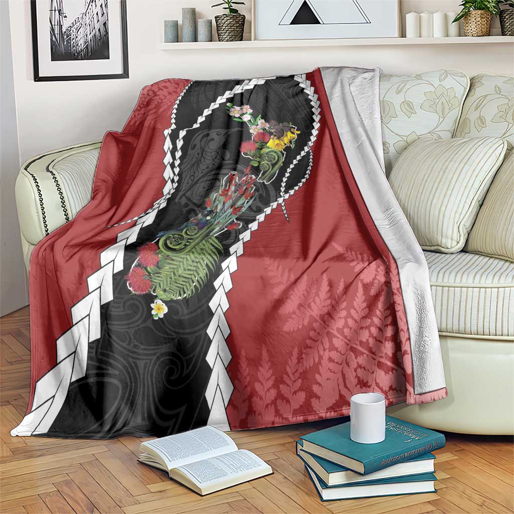 New Zealand Christmas Blanket Flora Map with Birds - Aussie Hoodie
