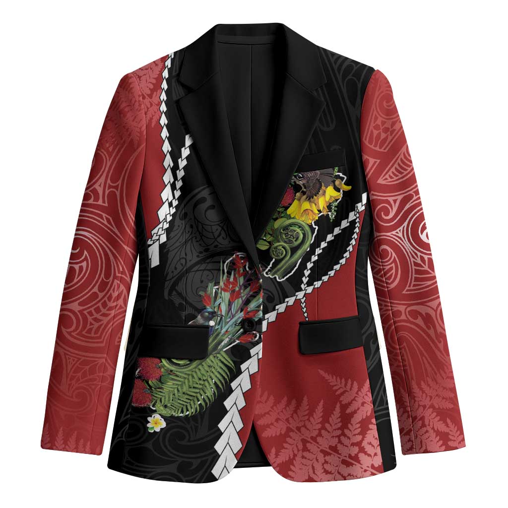 New Zealand Christmas Blazer Flora Map with Birds - Aussie Hoodie