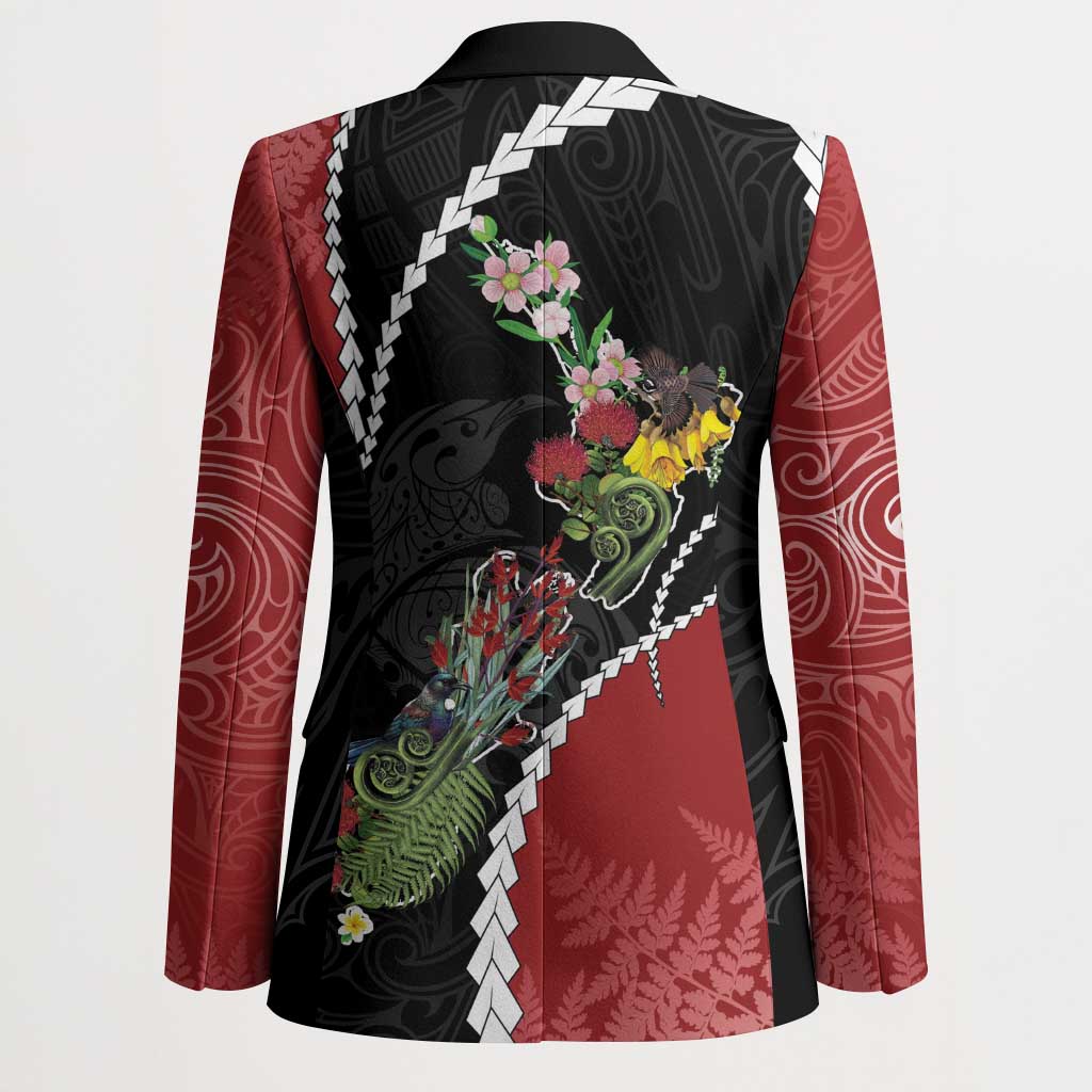 New Zealand Christmas Blazer Flora Map with Birds - Aussie Hoodie