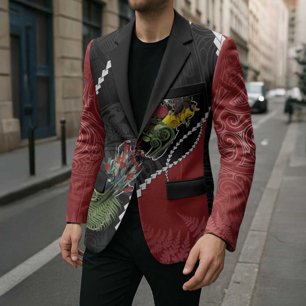 New Zealand Christmas Blazer Flora Map with Birds - Aussie Hoodie