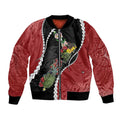 New Zealand Christmas Bomber Jacket Flora Map with Birds - Aussie Hoodie