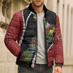 New Zealand Christmas Bomber Puffer Jacket Flora Map with Birds - Aussie Hoodie