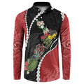 New Zealand Christmas Button Sweatshirt Flora Map with Birds - Aussie Hoodie