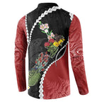 New Zealand Christmas Button Sweatshirt Flora Map with Birds - Aussie Hoodie